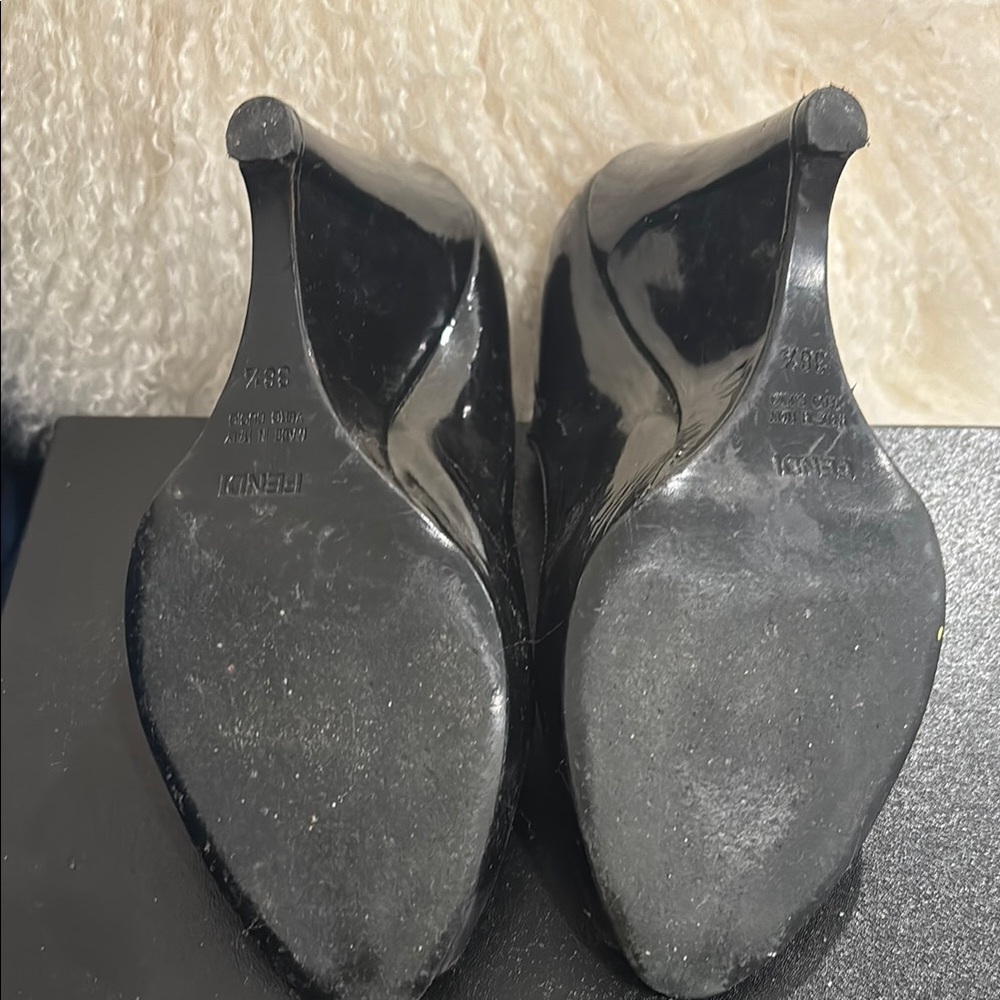 Fendi Black Patent Leather Peep-Toe Mary Jane Heels - Picture 5 of 7